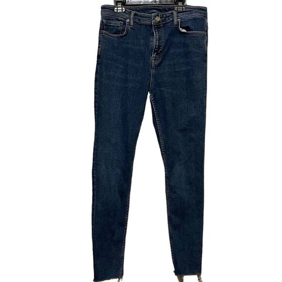 AllSaints Roxanne Medium Wash Skinny Jeans Raw‎ Distressed Hem - Picture 1 of 9